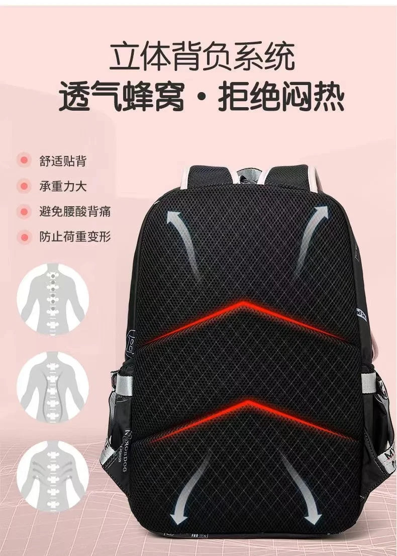 Large School Bags for Teenage Girls Canvas Schoolbag Student Book Bag Fashion Black Pink Teen School Backpack