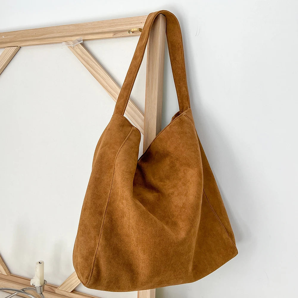 Women Underarm Bag Fashion Tweed Fabric Large Capacity Shoulder Bag Casual Handbag for Daily Office Use Solid Color Handbag