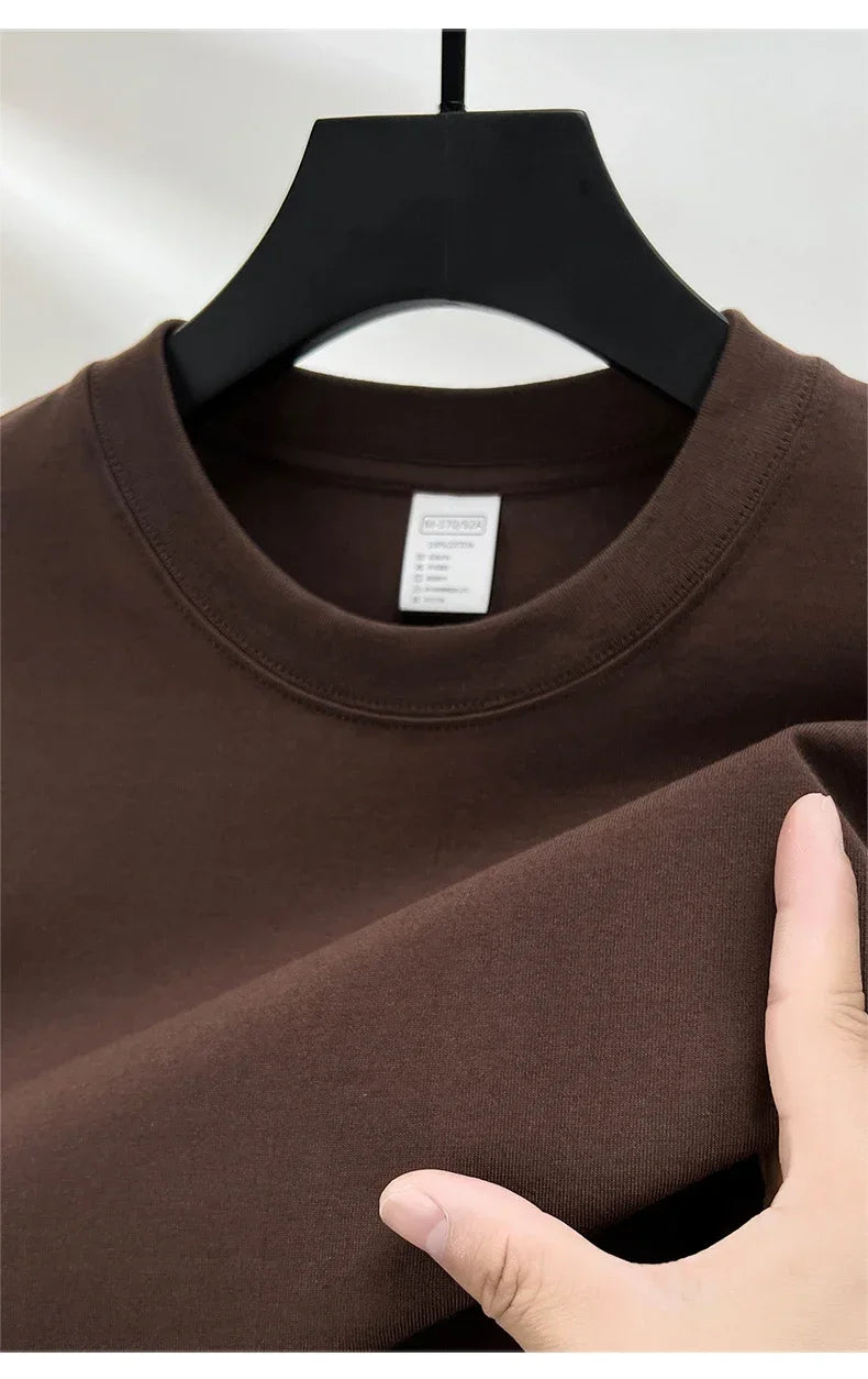 Summer  100% Pure Cotton Men's Short Sleeve Round Neck Fashionable Style Half Sleeved Top Breathable T Shirt Short Sleeve
