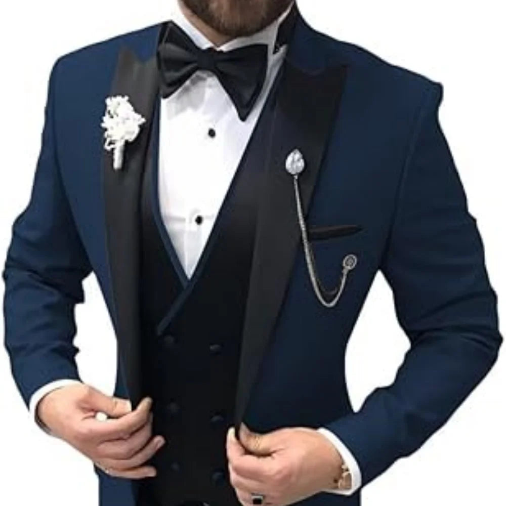 Elegant Suits For Men Wedding 3 Pieces Jackets Vest Pants Blazers Outfit Groom's Classic Full 2025 Formal Costume