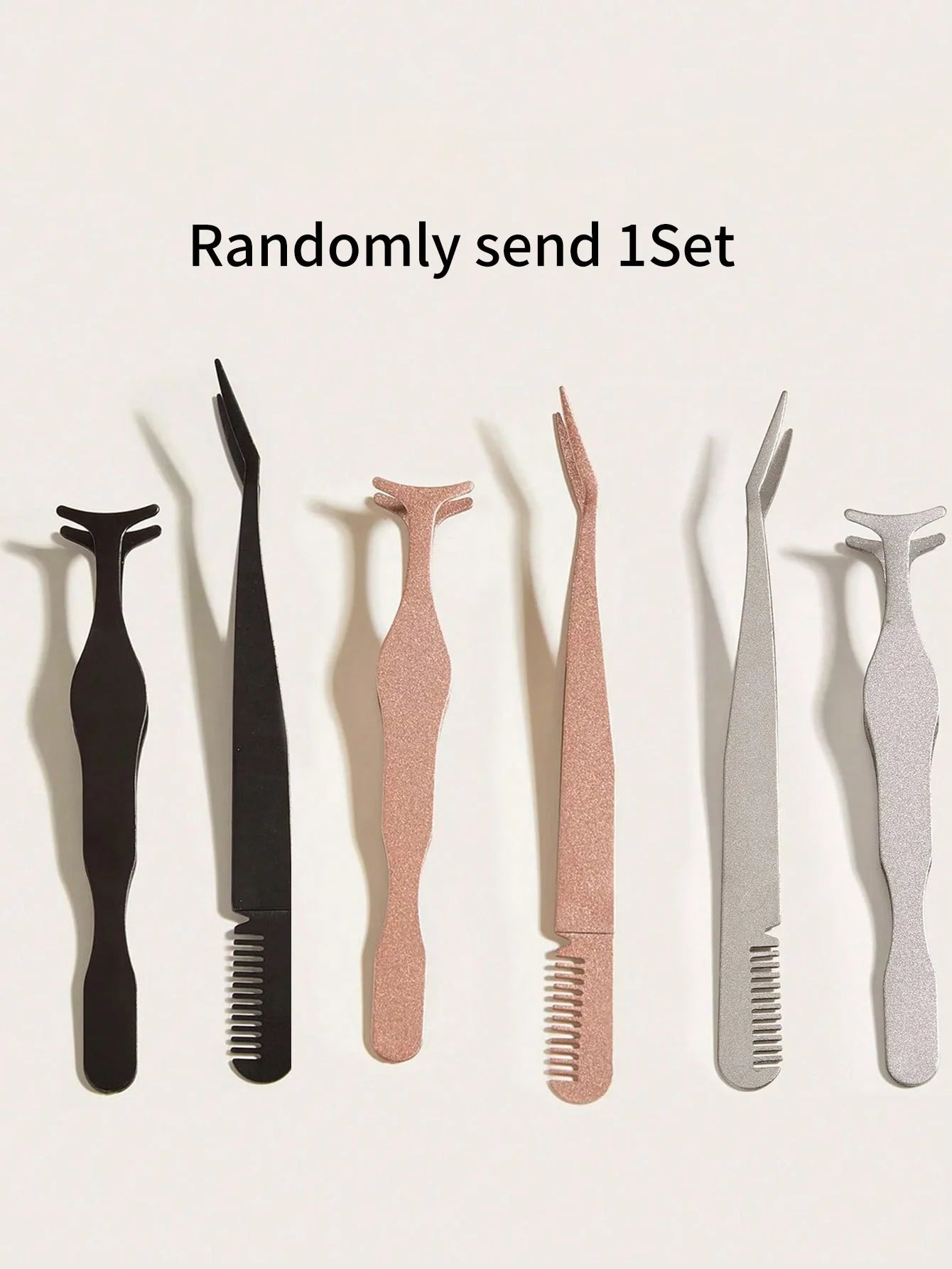 1 Set of 2 Pieces with Comb, Eyelash Curler, Angled Fine-Tipped Tweezers, False Eyelash Applicator, Eyelash Grafting Tool, Multifunctional Partial False Eyelash Applicator