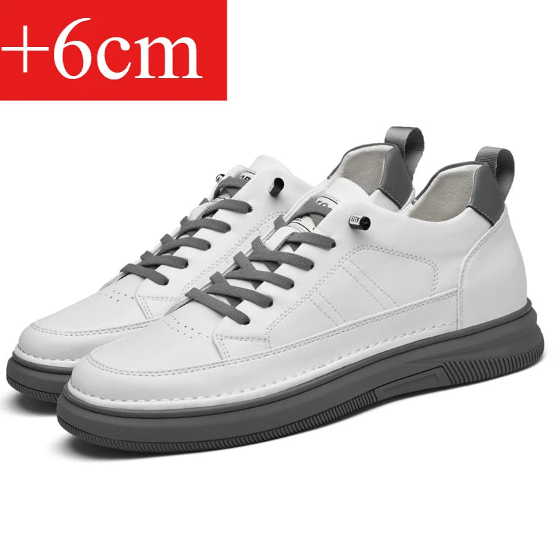 Spring Autumn Men's Inner Heightening Shoes Leather Sports Casual Shoes Invisible Height Increasing Shoes Men Sport Elevator 8CM