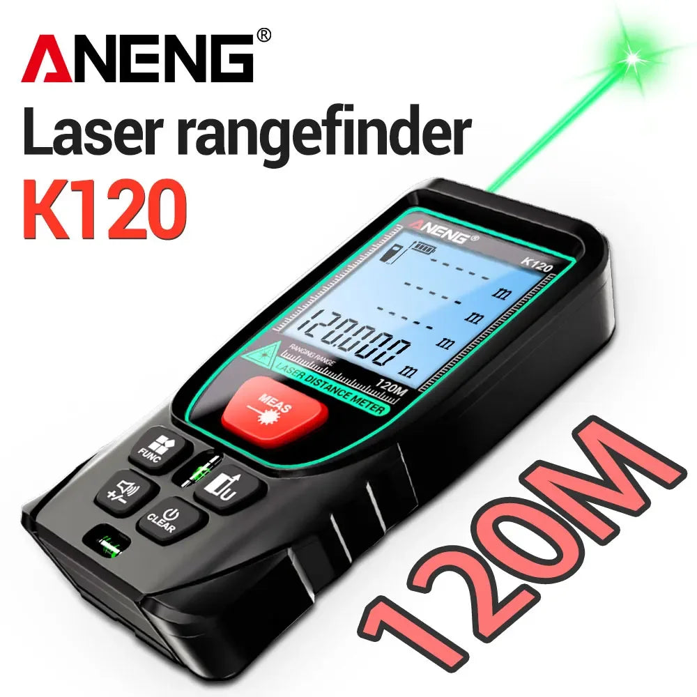 Laser Rangefinders ANENG K120 Distance Meter Laser Tape Measure 50M 70M 100M 120M Electronic Ruler Useful Measurement Test tools