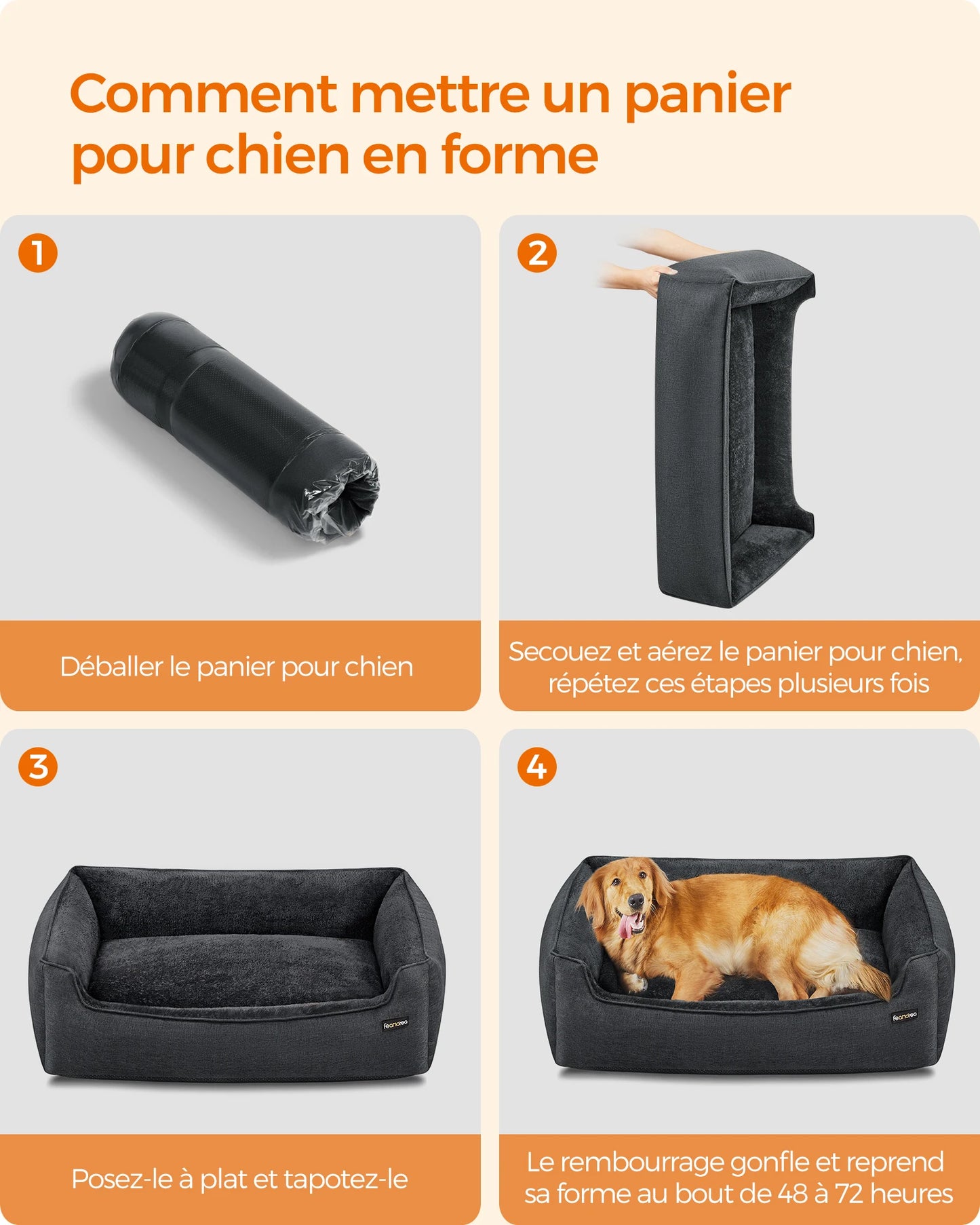 Dog Basket, Pet Bed, Sofa, Linen-Like Fabric, Raised Edges, Non-Slip, Washable Removable Cover, XL Size for Large Dogs
