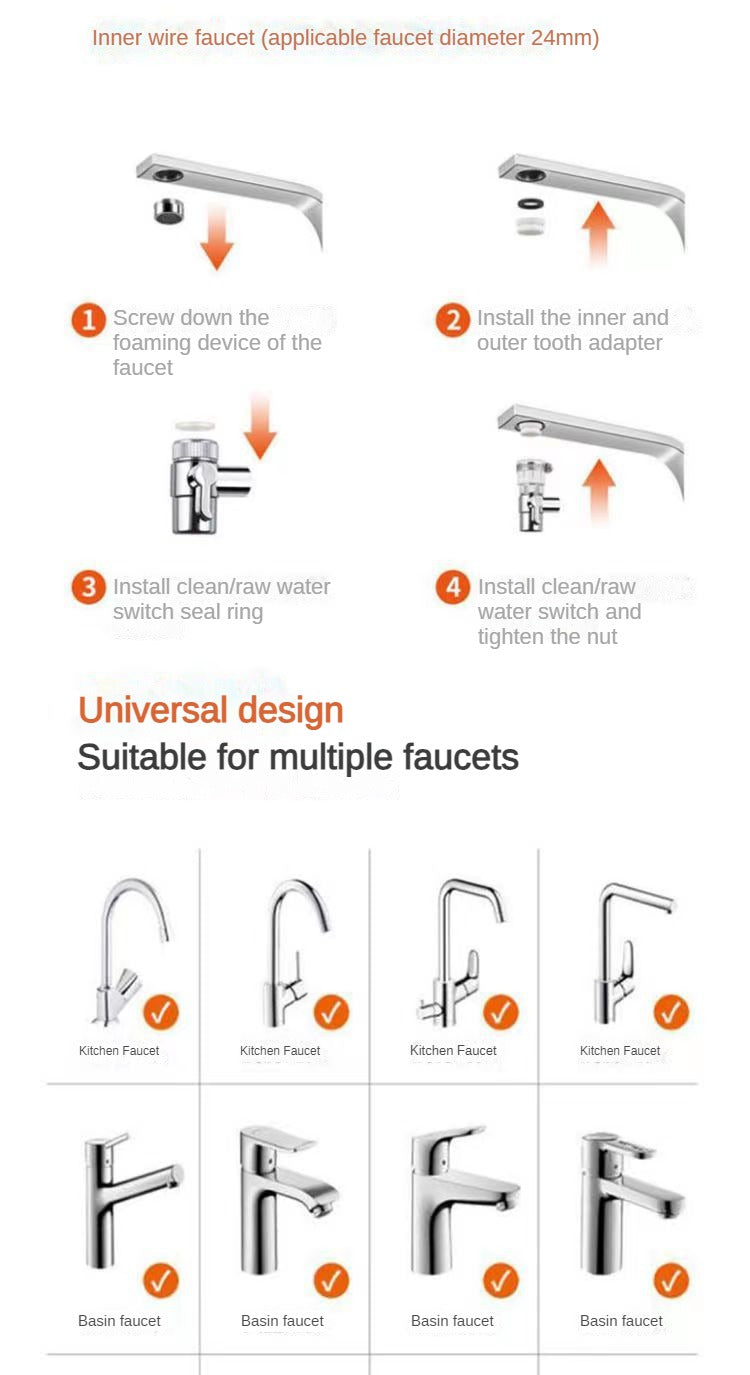 7 Layer 0.1μm Drinking Water Faucet Purifier Eco Tap Filter Stainless Steel Ceramic Activated Carbon KDF Cartridge Home Kitchen