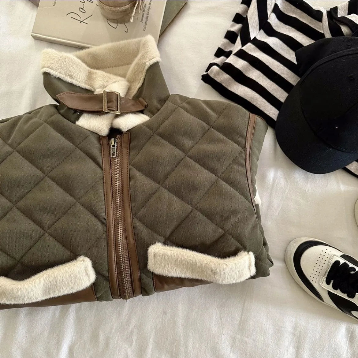 Winter New Children's Jacket Boys and Girls Baby Plush Thickened Cotton Coat Warm Jacket Motorcycle Coat  Autumn