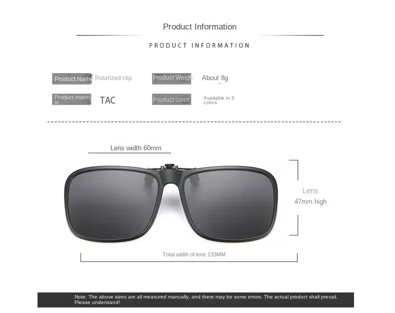 Polarized Flip Up Clip on Sunglasses for Driving Dark UV400 Photochromic Anti Glare Lens MyopiaSun Glasses Car Driver Очки