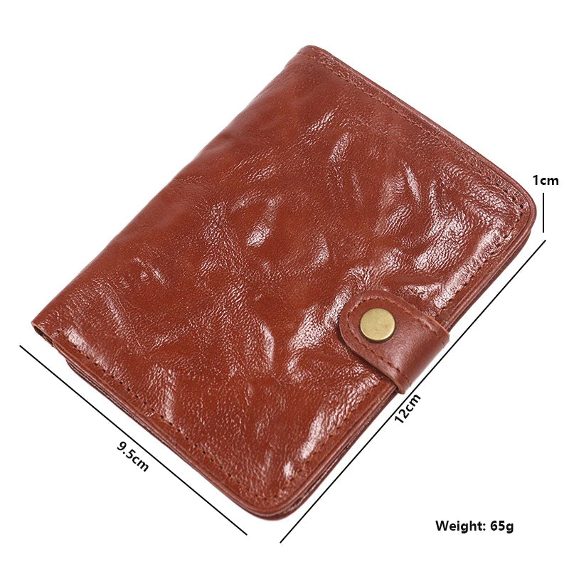 Genuine Leather Wallet For Men Vintage Real Cowhide Wrinkled Short Bifold Slim Thin Hasp Men's Wallets Purse Credit Card Holder