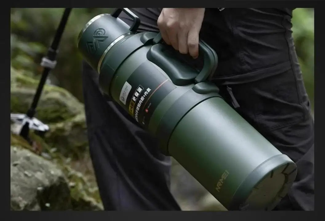 Stainless Steel Insulated Water Bottle with Handle, Outdoor Portable Thermos Bottle, Large Capacity, Keep Hot and Cold, 72H, 316