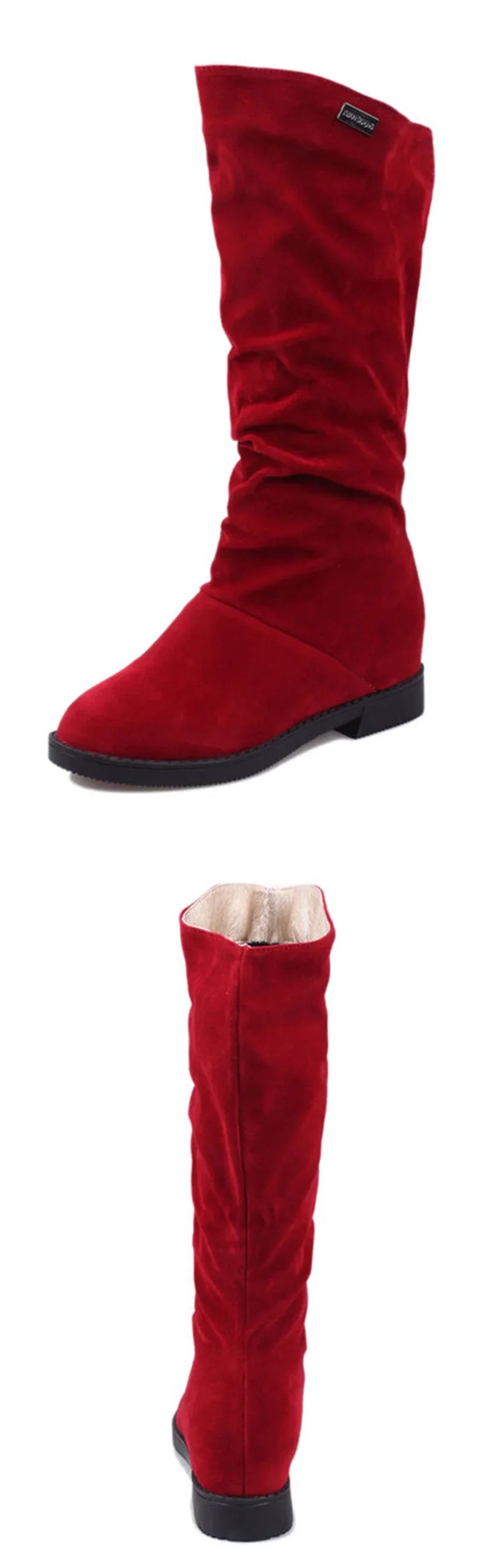 New Winter Shoes Women Snow Boots Flat Non-slip Mid-Calf Boots Soft Brand Ladies Footwear Black Red YX1749