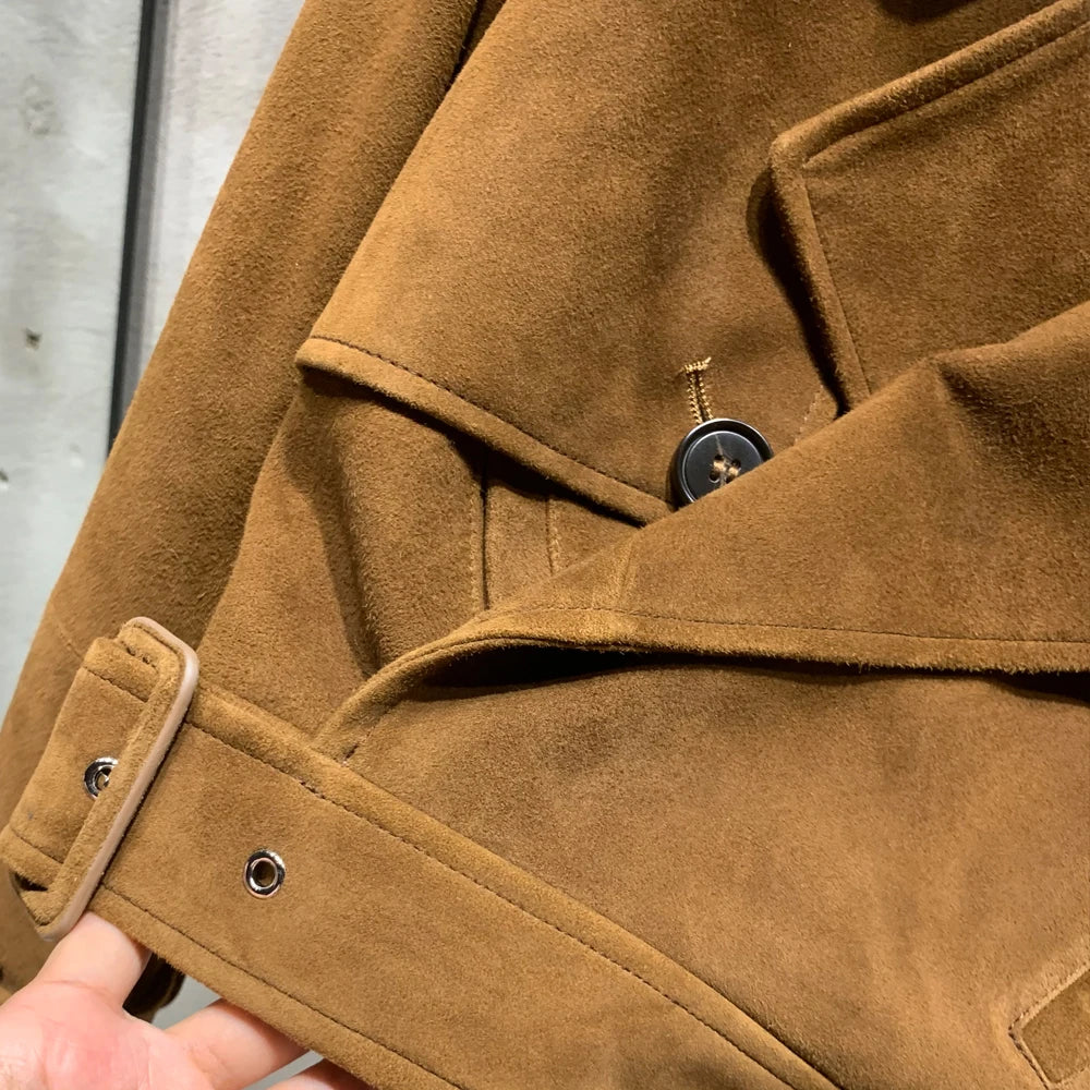 Suede Leather Jackets Women Winter Genuine Sheep Leather Coat Broad Shoulder and Paddad 23012