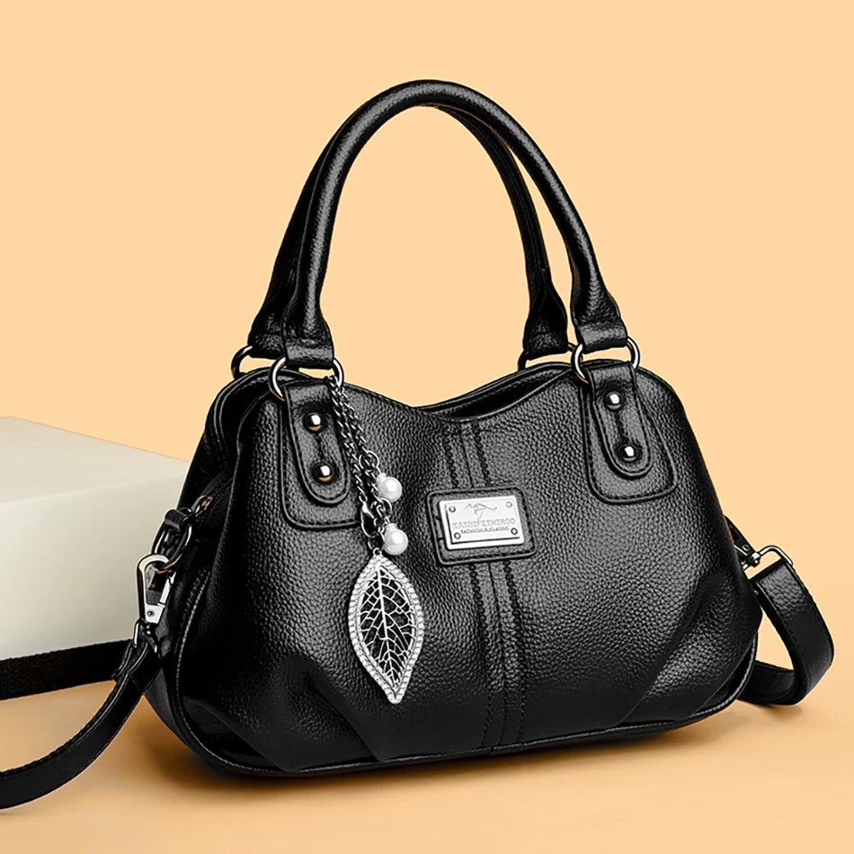 2024 New 3-layer Large Capacity Women Tote Bag Fashion Women's Trendy Shoulder Bags High Quality Soft Leather Female Handbag Sac