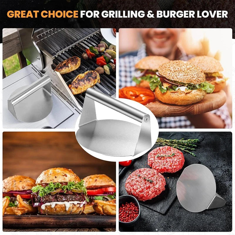 Stainless Steel Smash Burger Press Hamburger Patties Meat Masher Circular Meat Press Mold for Deli Meats Kitchen Accessories