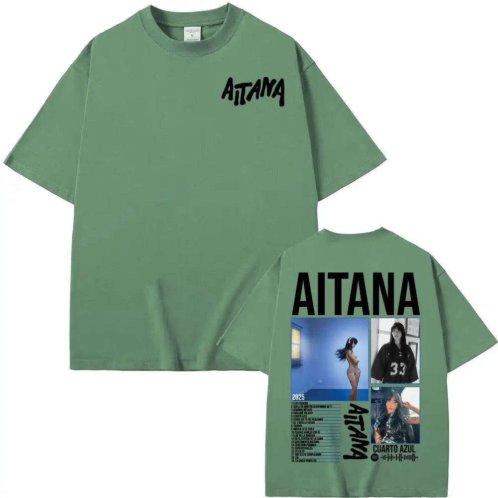 Singer Aitana Cuarto Azul Tour Graphic T Shirts Men Women Fashion Aesthetic Short Sleeve T-shirt Cotton Casual Oversized T Shirt