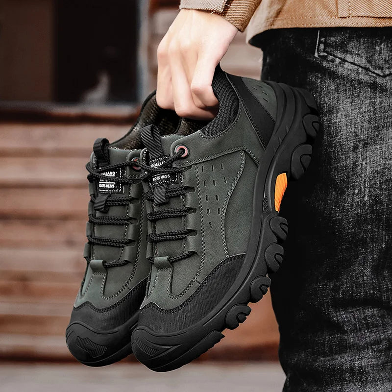 Genuine Leather Men's Casual Shoes Outdoor Sneakers Non-Slip Sports Hiking Footwear Leisure Walk Male Treking Footwear Trainers