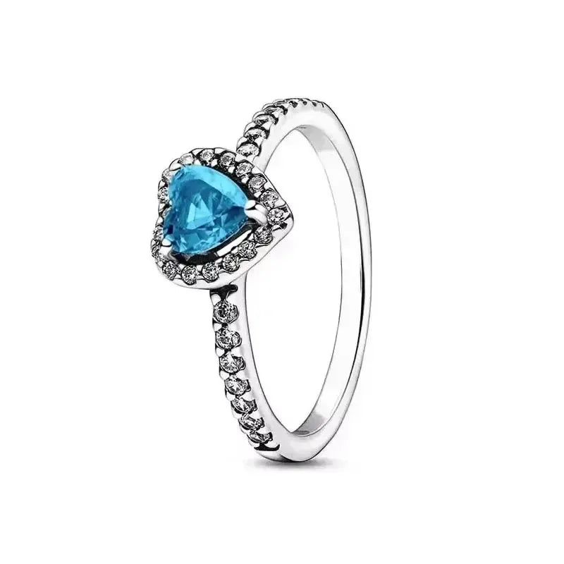 925 Sterling Silver Latest Multiple Colors Sparkling Heart-shaped Ring - Luxurious Exquisite Charm Jewelry Surprise Memorial Gif