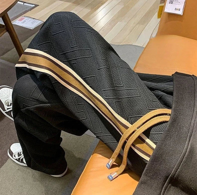Man Sweat Pants Wide Leg Trousers Stripe Straight Men's Sweatpants Sport Athletic Track Tracksuit Bottoms Harajuku Trend Popular