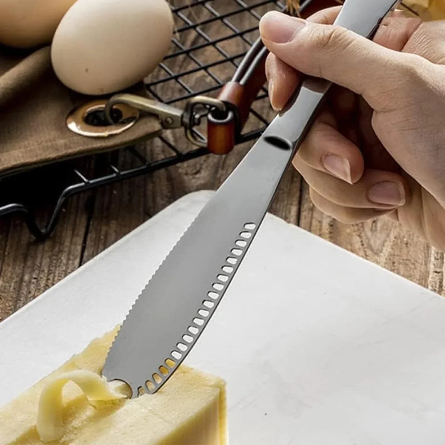 Cheese Cutter,manual Cheese Slicer with A Set of 4 Spare Wires, Stainless Steel, Casters, Adjustable Thickness