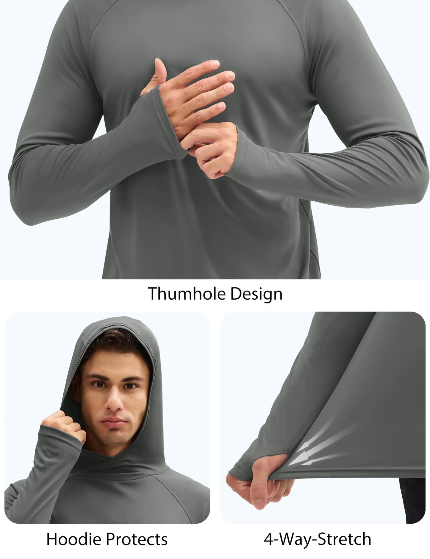 TACVASEN UPF 50+ Hooded T-Shirts Mens Quick Dry UV Block Sun Shirts Lightweight Hoodie Shirt Running Fishing Performance Tops