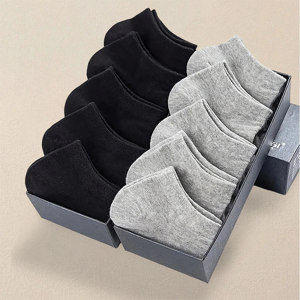 5/10 Pairs Men's  Boat Socks Business Sport Sweat Absorption Mature Summer Autumn Solid Color Non Pilling Versatile Ankle Socks