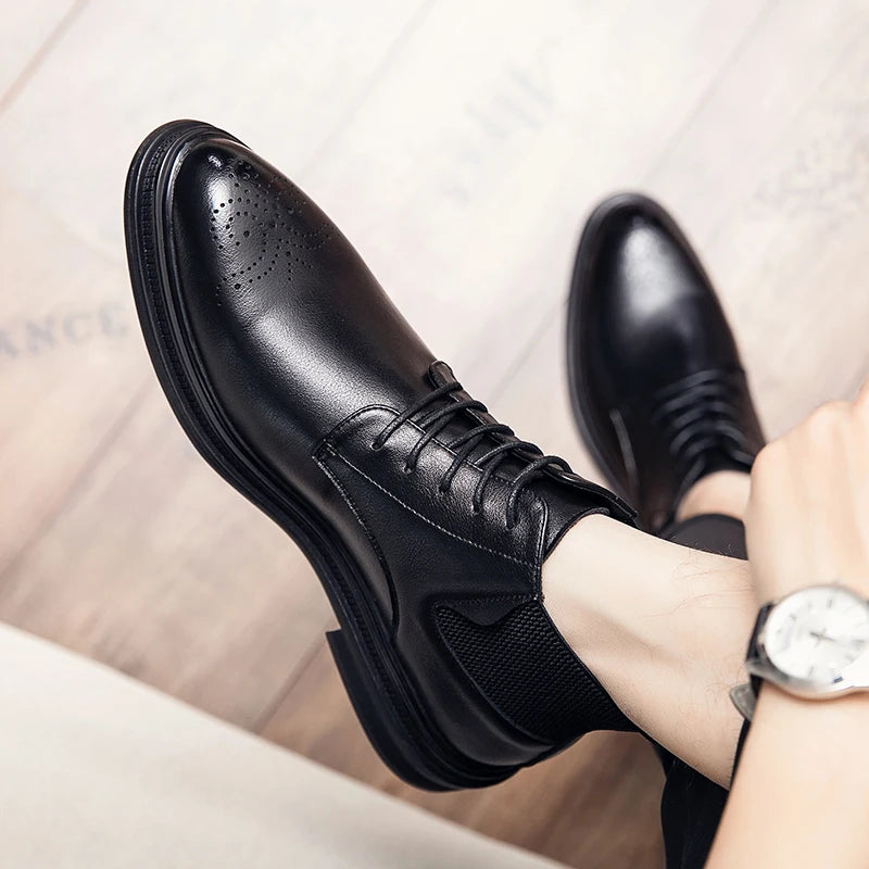 2026 Men High-top Shoes Formal Casual Wedding Party Big Size Leather Footwear For Male