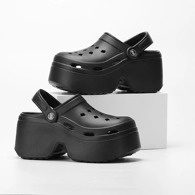 Women's Wedges Heel Sandals Summer 2024 Closed Toe Chunky Platform Sandalias Mujer Hollow Out Thick Sole Non-slip Slides Ladies