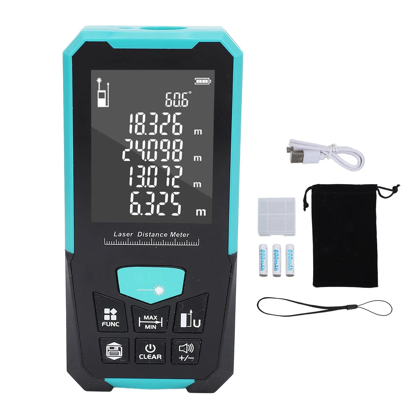 Distance Measure Large Backlit Display Meter 50M Compact Measurement Tool Device USB Rechargeable Voice Broadcast Distance Meter