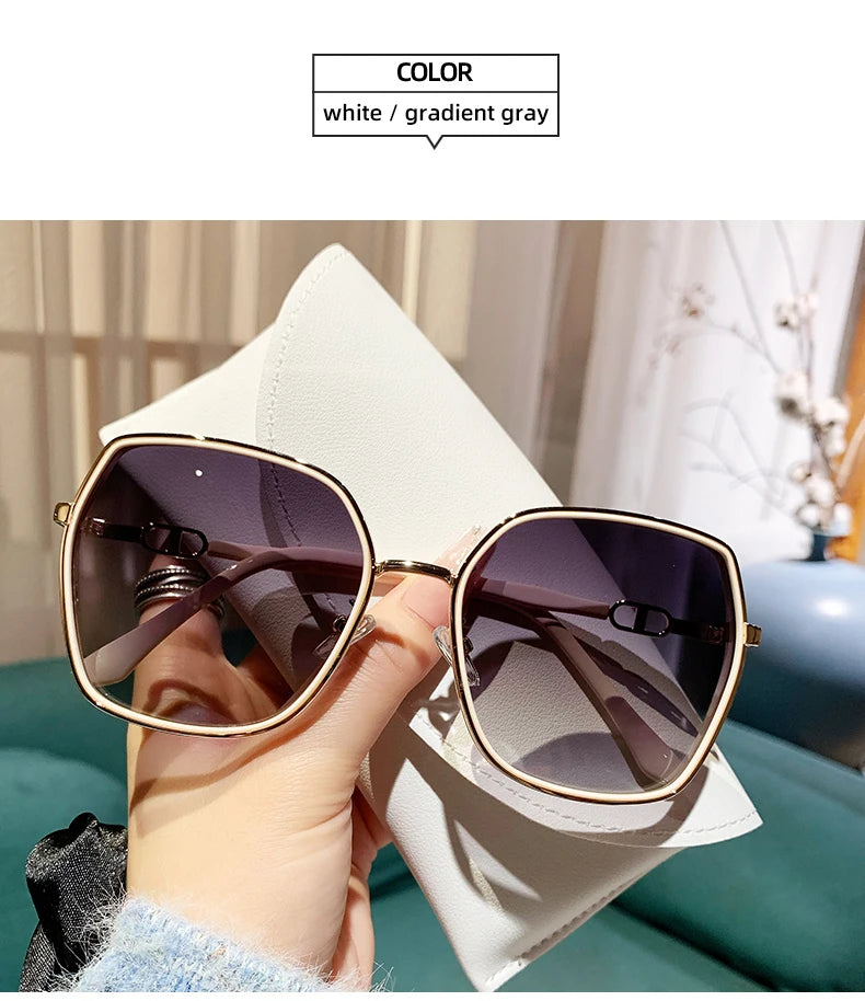New Fashion Polarized Sunglasses Women UV400 Gradient Lens Sun Glasses Oversized Retro Square Luxury Brand Oculus