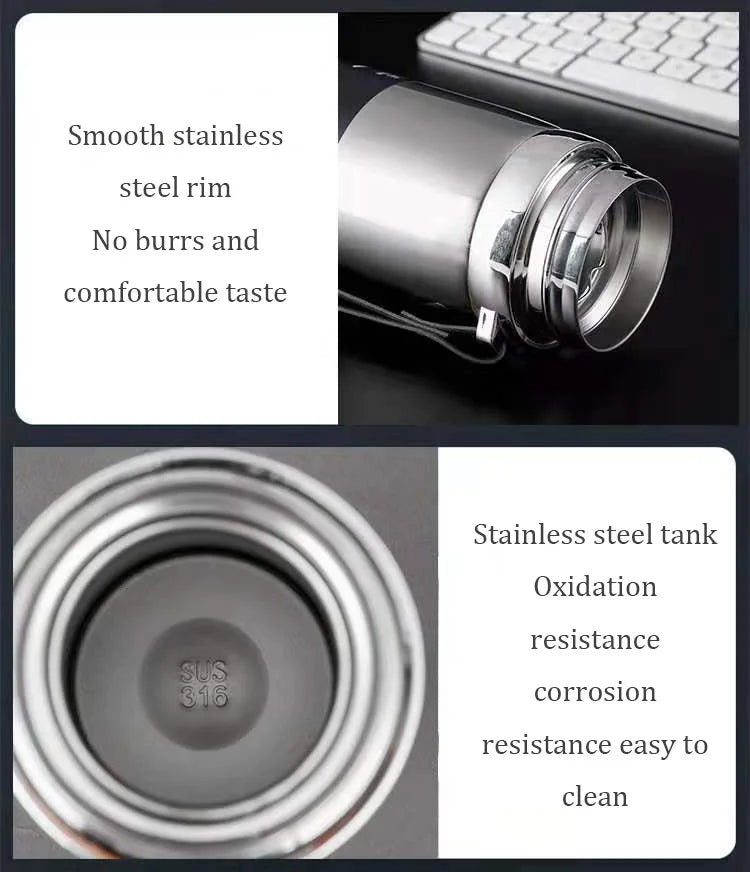 Vacuum Insulated Thermos Water Bottle with Wide Mouth Cup, BPA-Free Stainless Steel Water Bottles Flask for Cold & Hot Drink