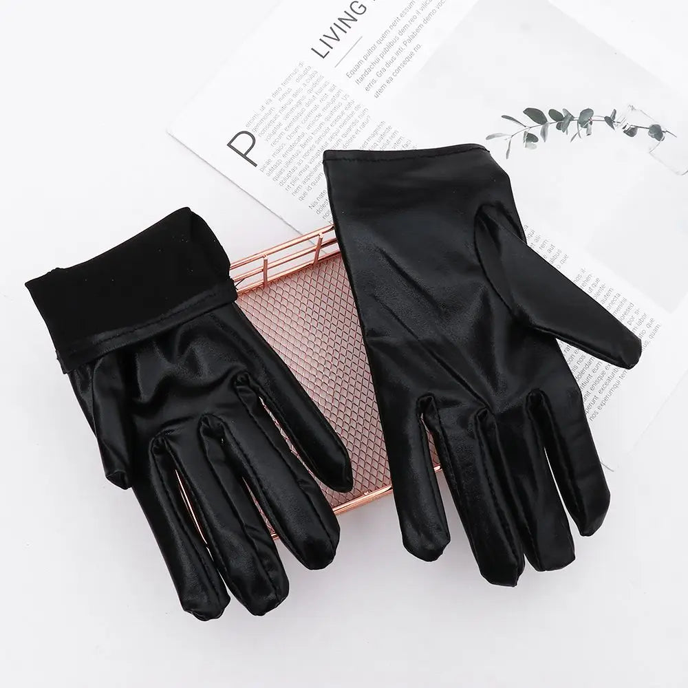 Men Women PU Mittens Gothic Punk Leather Gloves Black Gloves Dress Up Halloween Cosplay Hip-Hop Dance