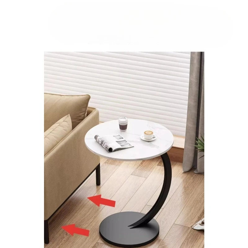 Space Saving Round End Table, Movable Small Accent Table with Drawer for Living Room, Bedroom,  Easy  Roll  Nightstand