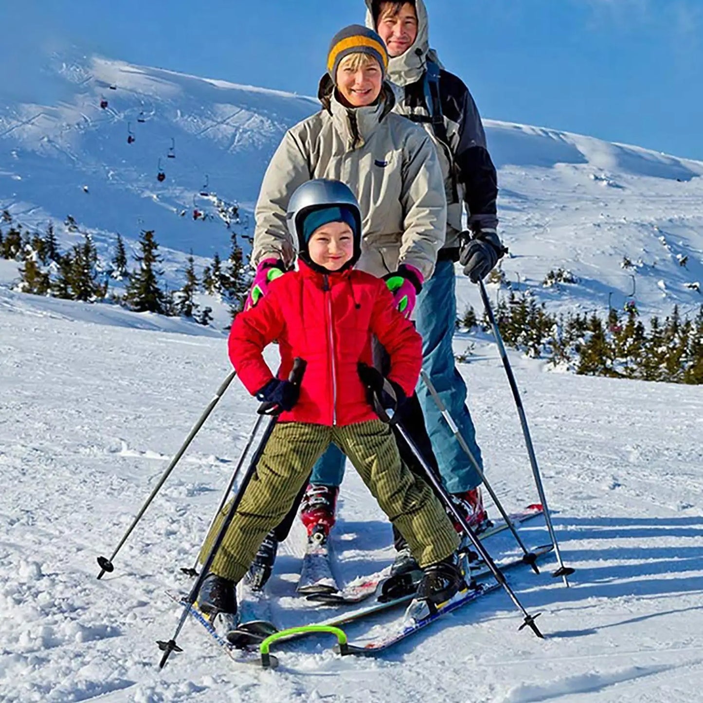 Snowboard Connector Stainless Steel Ski Trainer Easy Snow Ski Training Tools Ski Practice Aid for Beginners Kids Adults