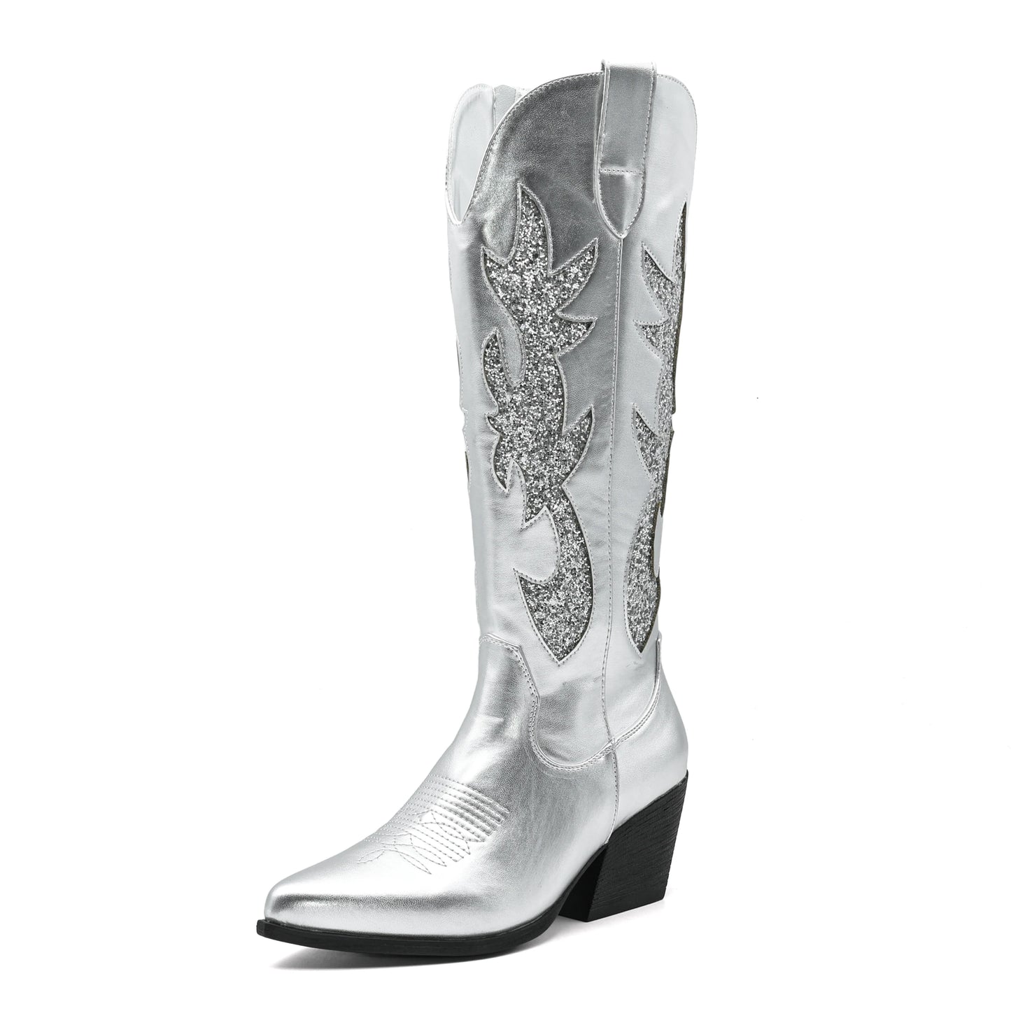 Shoes for Women New Embroidered Western Cowboy Boots Women Autumn Pointed Toe Thick Heel High Knee Boots