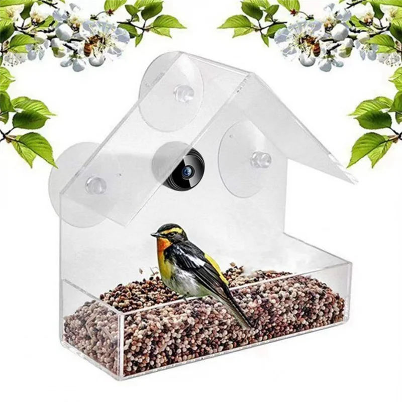 ABKJ-Bird Feeder With Camera, With HD Night-Version Bird Watching Camera For Outdoor Bird Watching & Capture Photos C