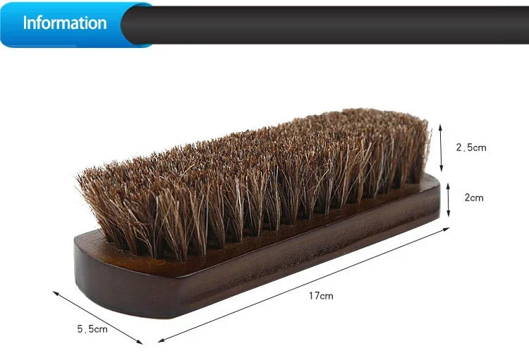 Real Horse Hair Shoe Brush Polish Natural Horsehair Leather Soft Polishing Tool Bootpolish Cleaning Brush For Suede Nubuck Boot