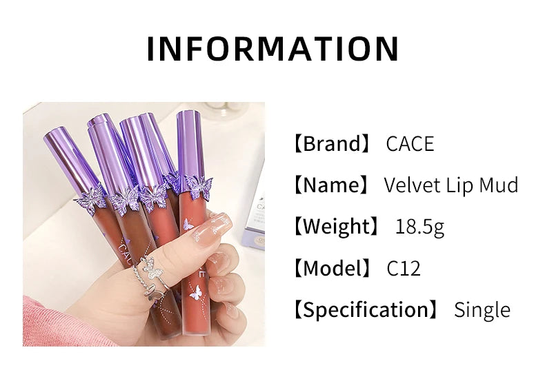 6 Colors Sexy Red Liquid Lipstick Moisturizing Lip Glaze Tint Long Lasting Matte Lip Mud Waterproof Velvet Lipstick Lips Makeup