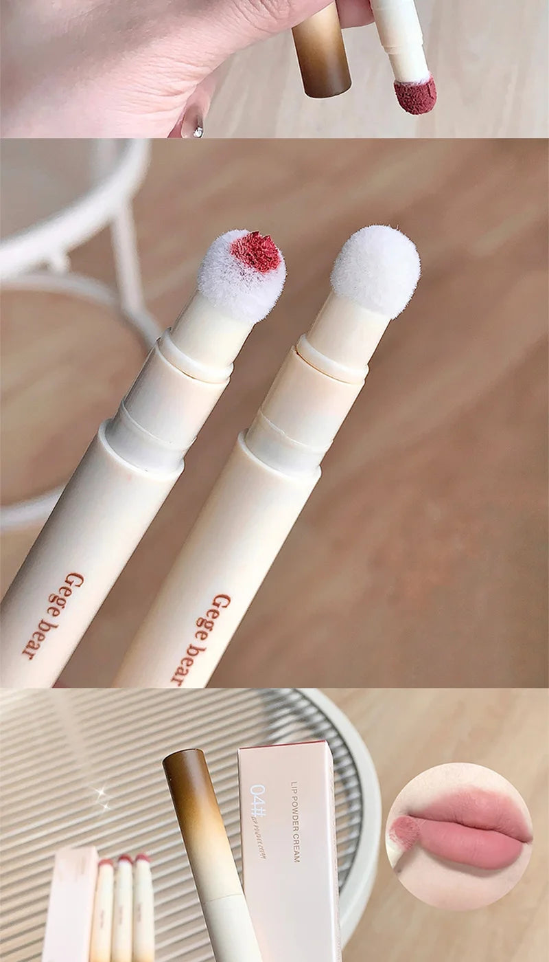Gege Bear Velvet Matte Lip Powder Cream — Soft Velvet Finish, Natural-Looking and Skin-Tone Enhancing, Long-Lasting,