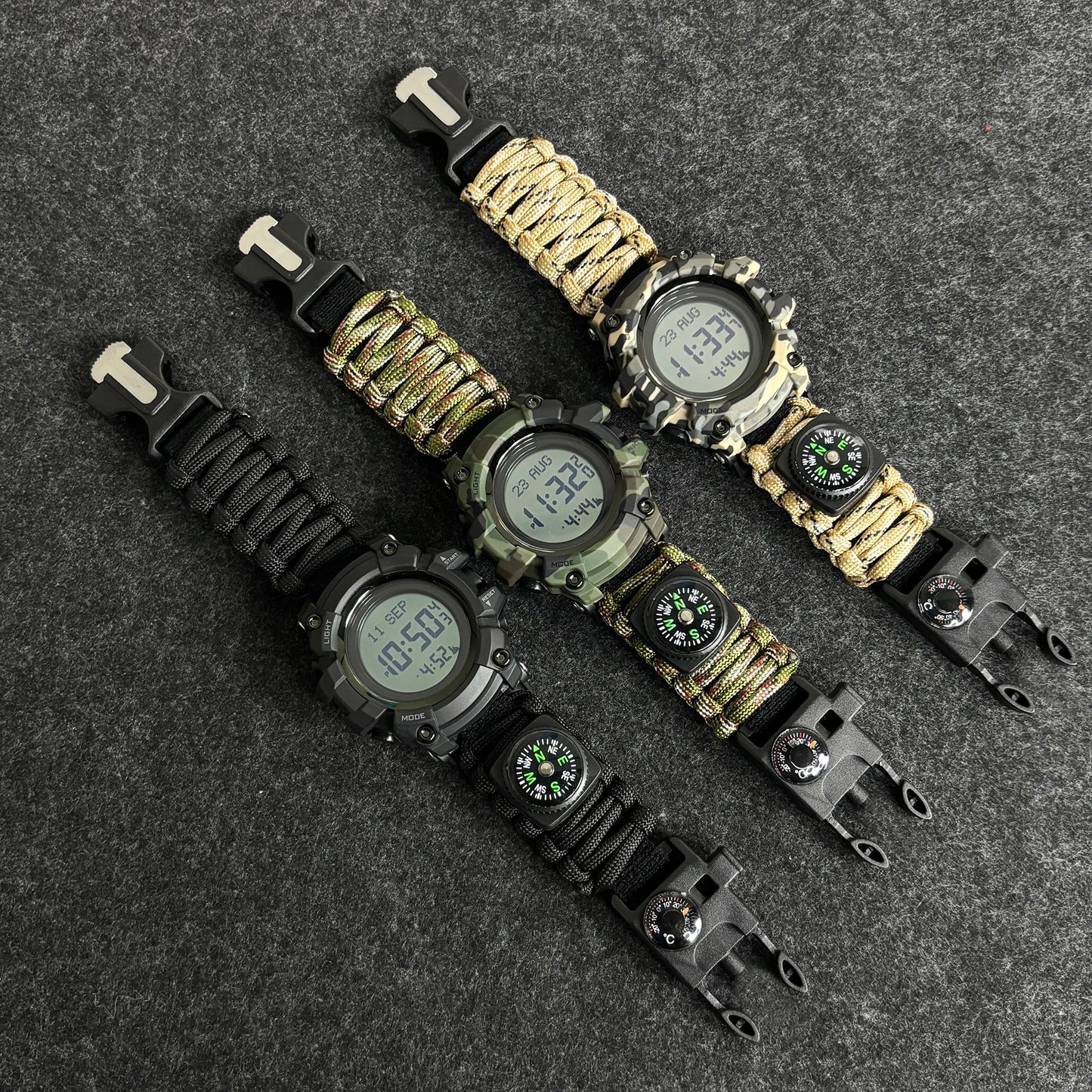 Islamic Prayer Watch Men Azan Watch Compass Multifunctional Digital Wristwatch Luminous Waterproof Outdoor Survival Watch
