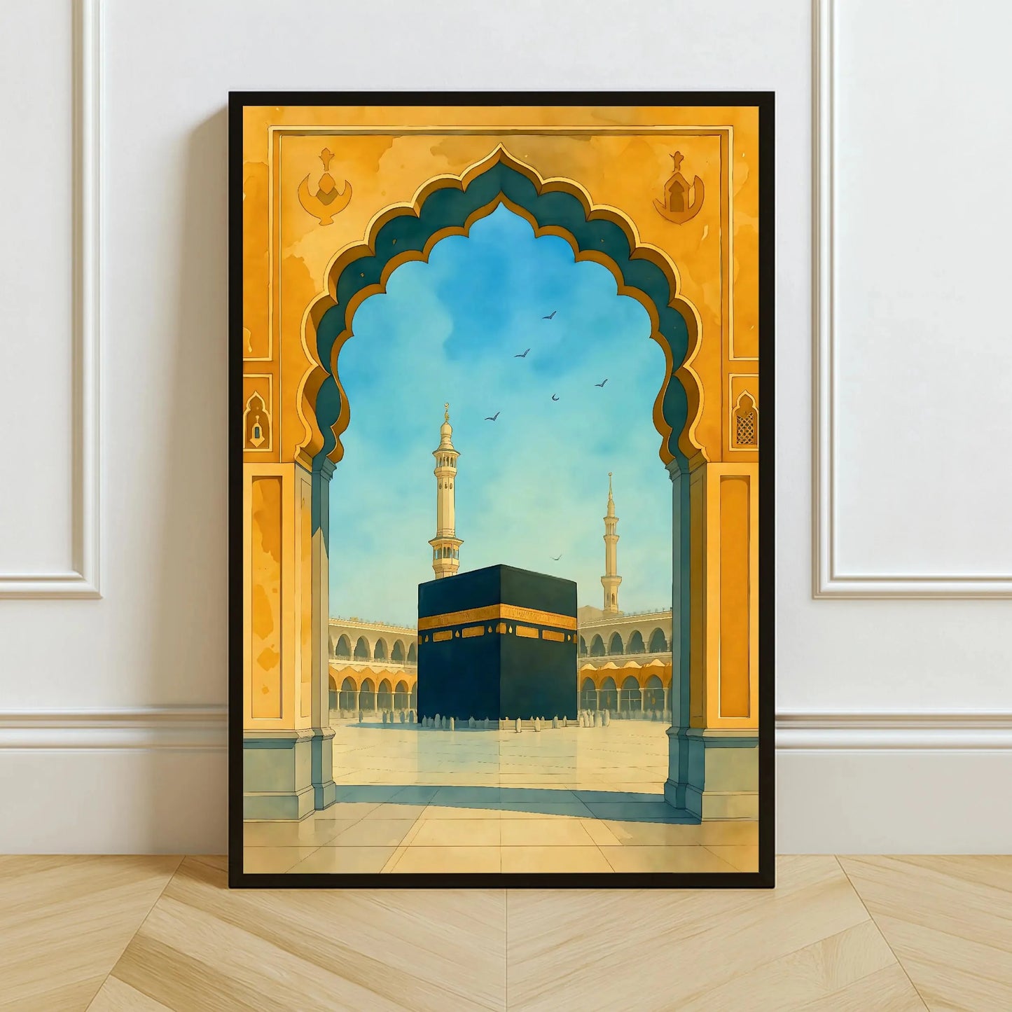 Islamic Mosque Kaaba Canvas Poster Watercolor Muslim Scripture Canvas Paint Print Modern Picture Living Room Home Decor Cuadros