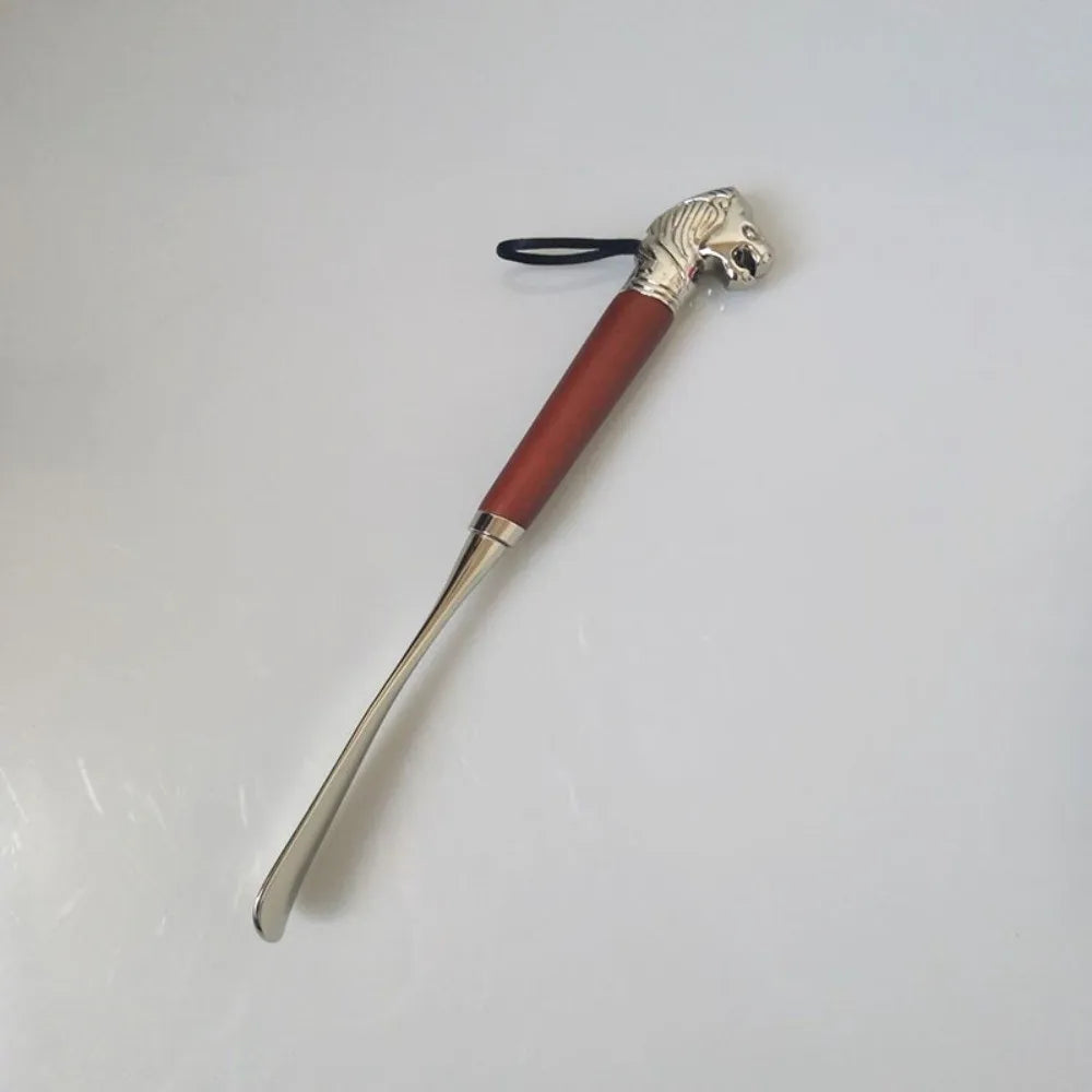 Shoe Spoon 32cm Metal Shoe Horn Long Handheld Wood Handle Shoehorn Durable Shoes Wearing Tool Portable Shoe Lifter Gift