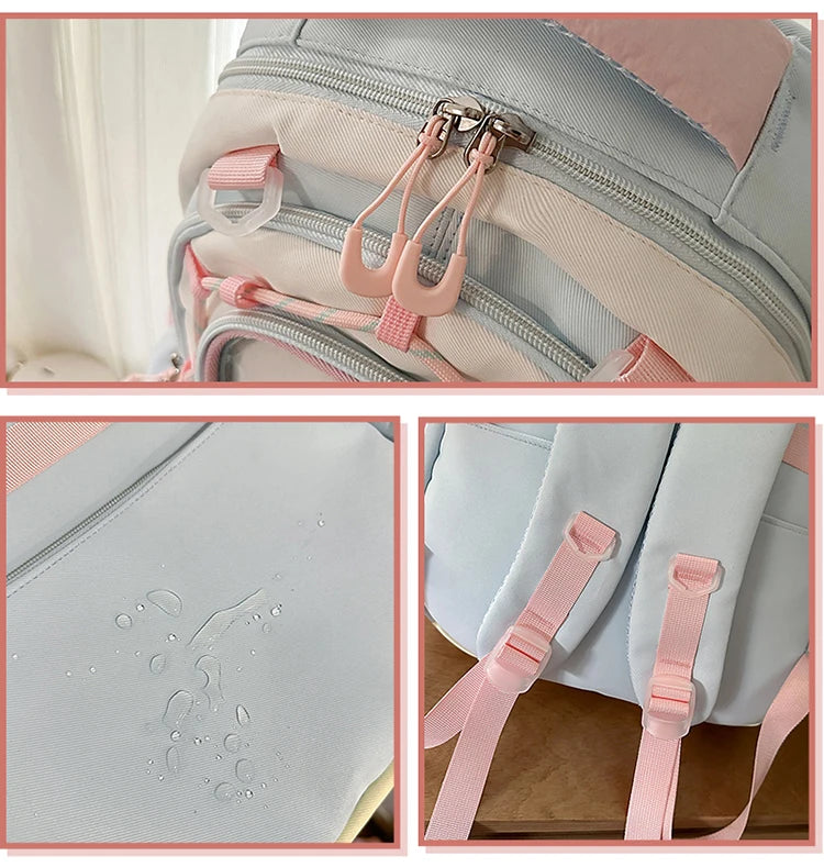 Large Capacity Children's School Bag Set for Girls Primary And Middle School Double Shoulder Backpack Sweet College Style