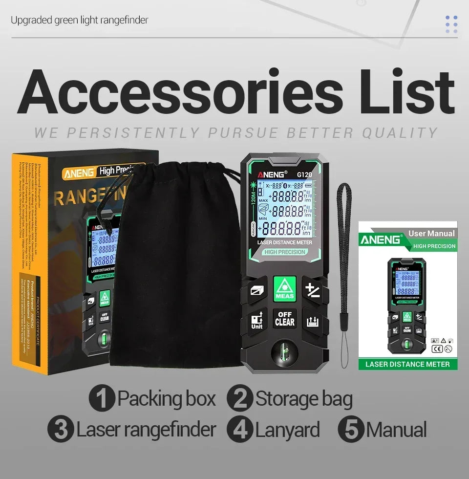 Laser Distance Meter ANENG Laser Tape Measure 40M/70M/100M/120M Laser Rangefinder Electronic Ruler Useful Measurement  Test Tool
