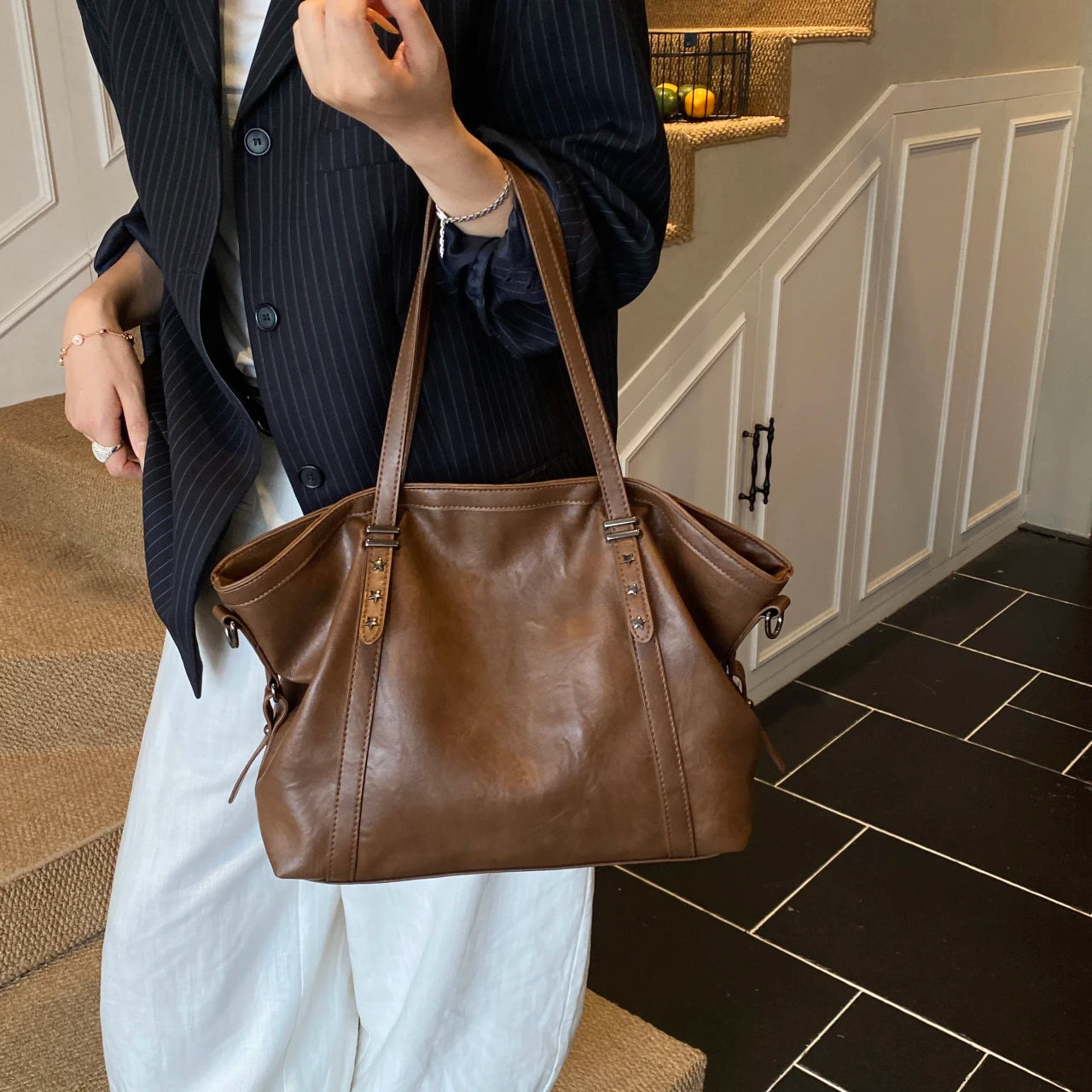 Women's Bag Large Capacity Shoulder Bags High Quality PU Leather Handbags and Purse Female Retro Tote Bags sac a main femme