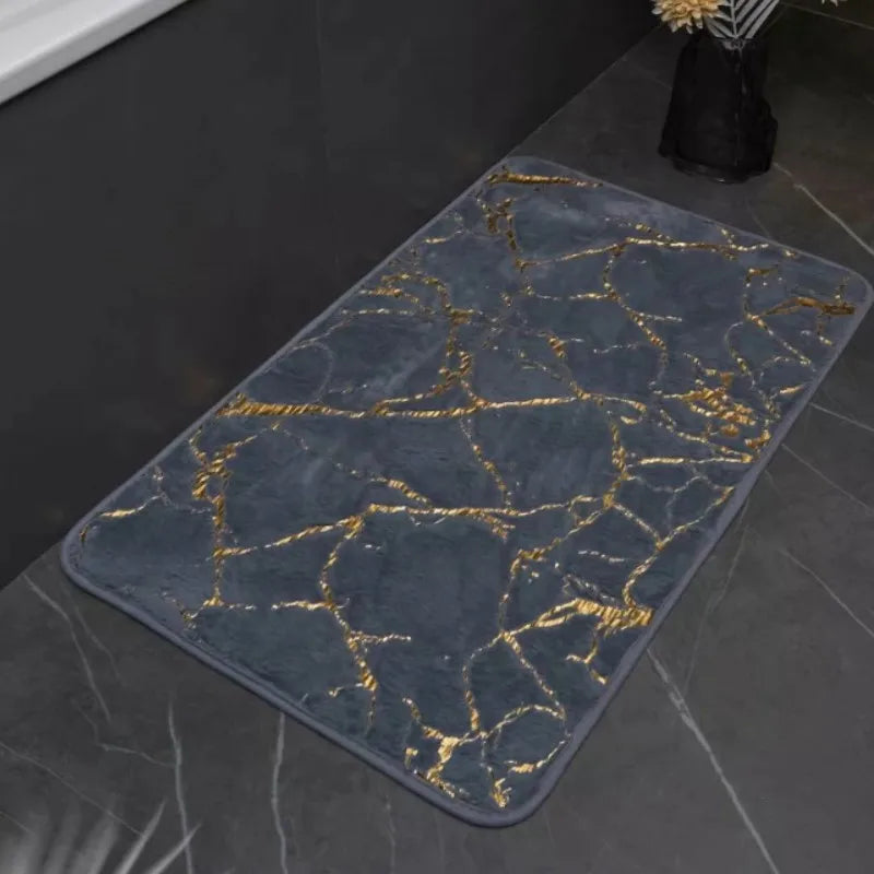 Marble Bathroom Rugs Nonslip Black Gold Bathroom Mats Soft Rabbit Fur Bath Mats for Bathroom Floor Mats Carpet коврик для ванной