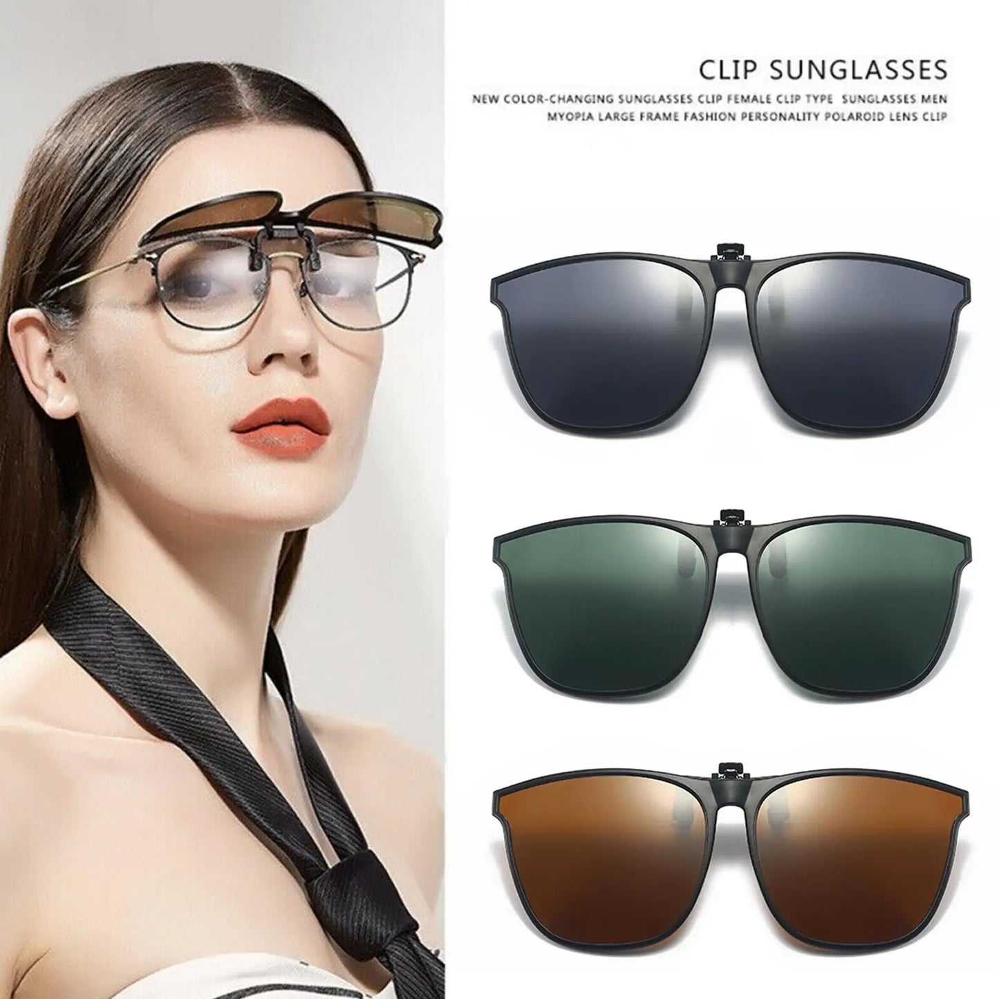 Polarized Clip On Sunglasses Men Women UV400 Anti Glare Sun Glasses for Driving Fishing Vintage Square Flip Up Glasses Eyewear