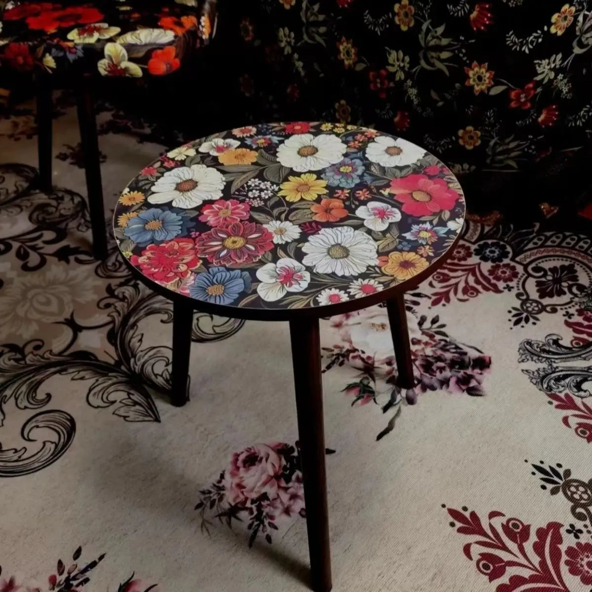 American Printed Coffee Table Retro Living Room Sofa Edge Several Bedrooms Floor Standing Bedside Table Furniture Living Room