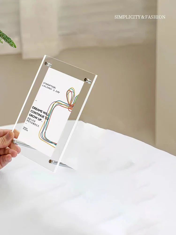 Acrylic Picture Frames,Color Desk Picture Frames with Stand,Modern Frameless Floating Frame for Desktop Display Gift Home Office