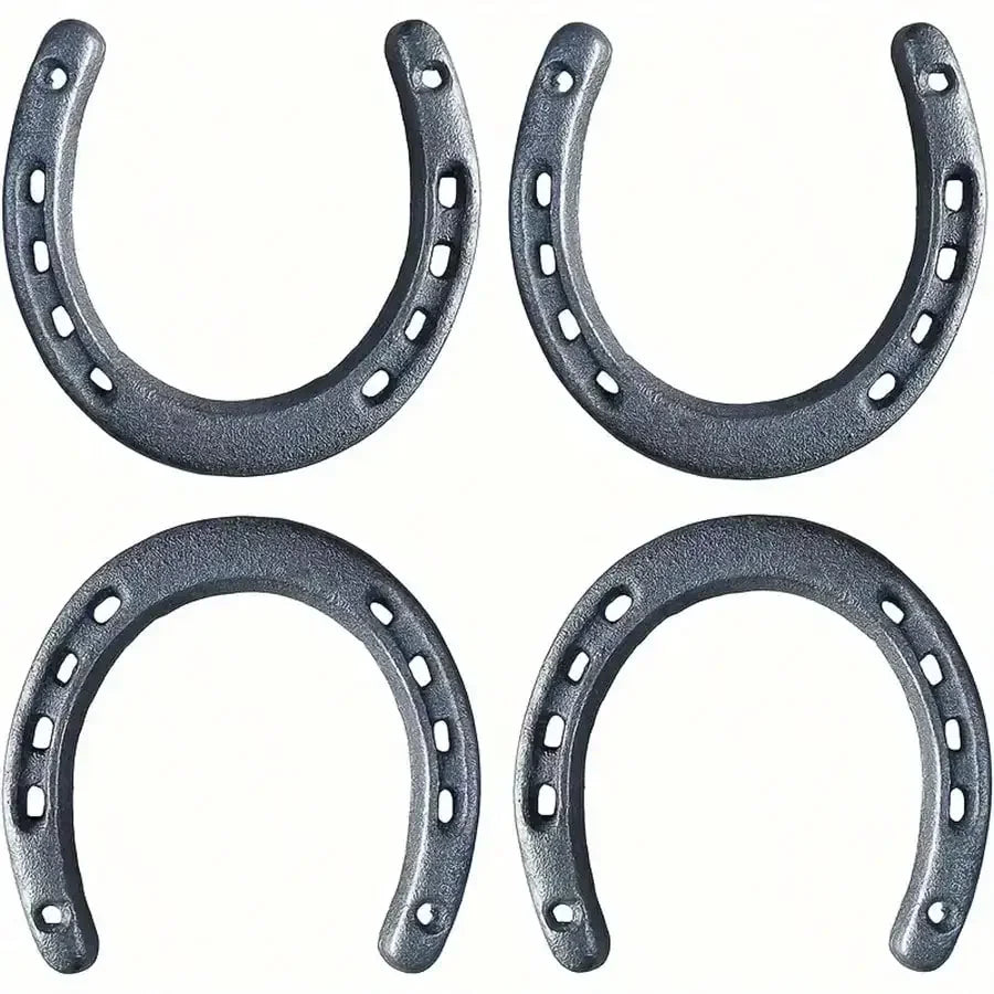 Set of 4 Cast Iron Horseshoes  Hoof Care Excellent Grip and Stability Features Resistant to Wear and Tear for Long - Term Use