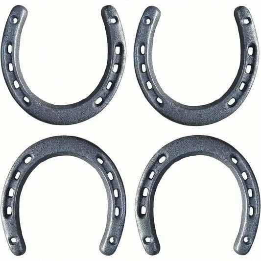 Set of 4 Cast Iron Horseshoes  Hoof Care Excellent Grip and Stability Features Resistant to Wear and Tear for Long - Term Use