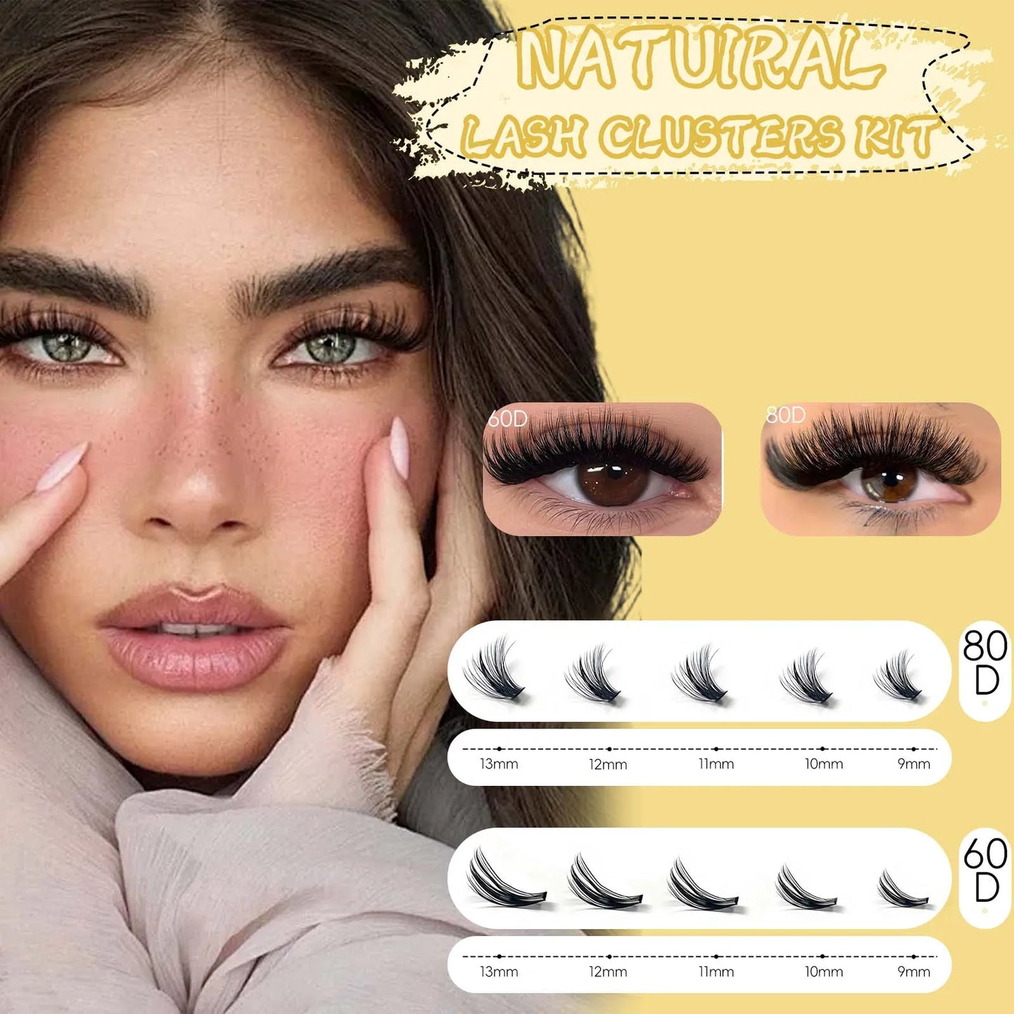 10 rows of 400 clusters makeup 3D eyelash extension natural eyelash tool 30/40/60/80D false eyelash personal eyelash extension